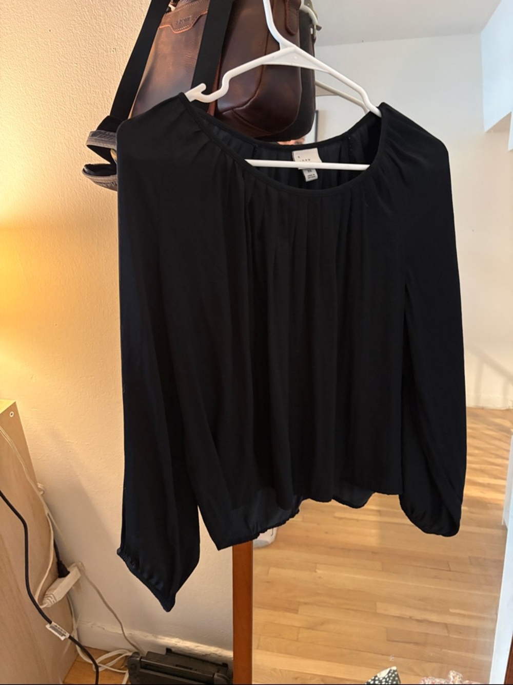 Black long sleeve satin blouse